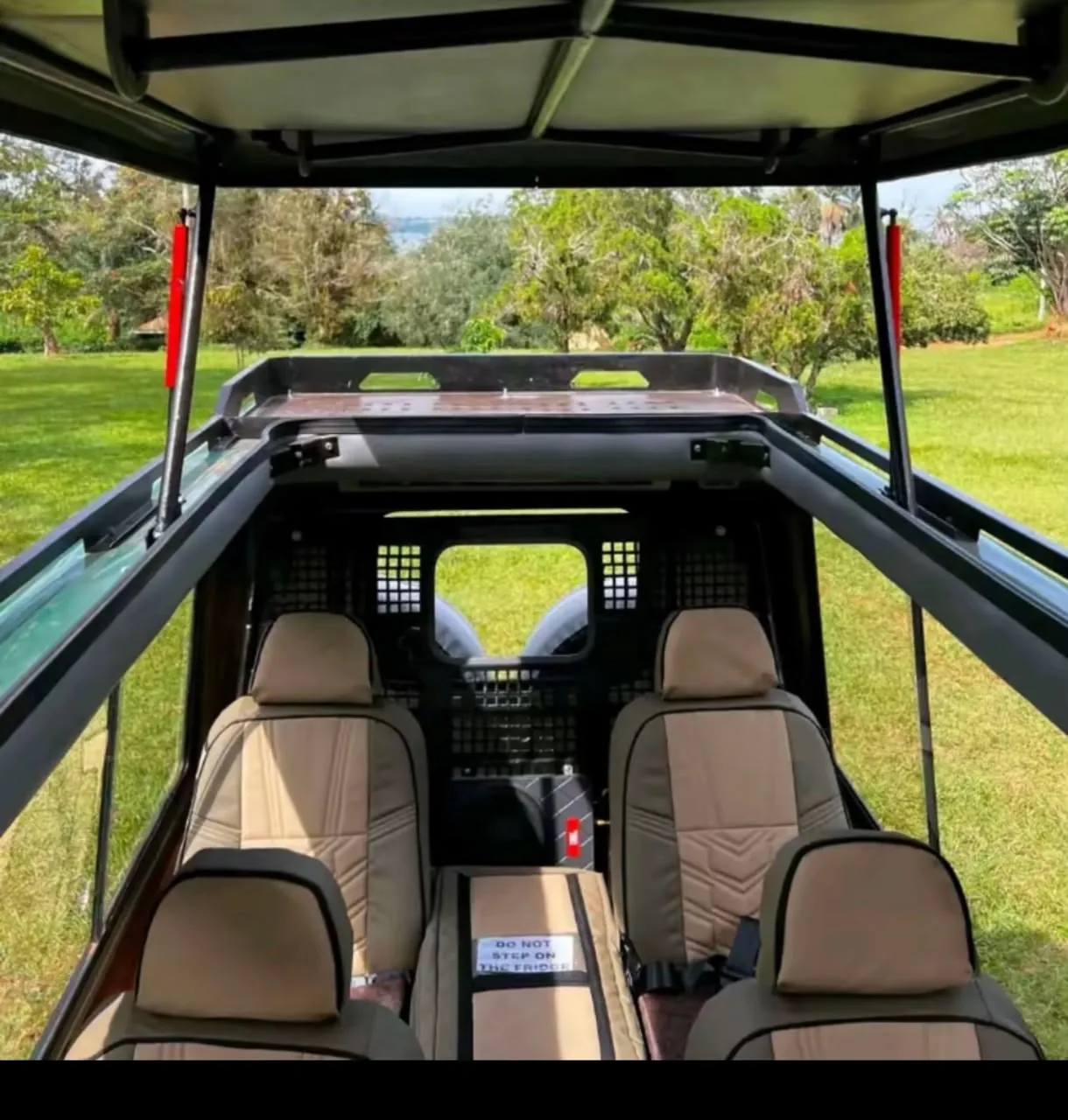 Inside a safari vehicle